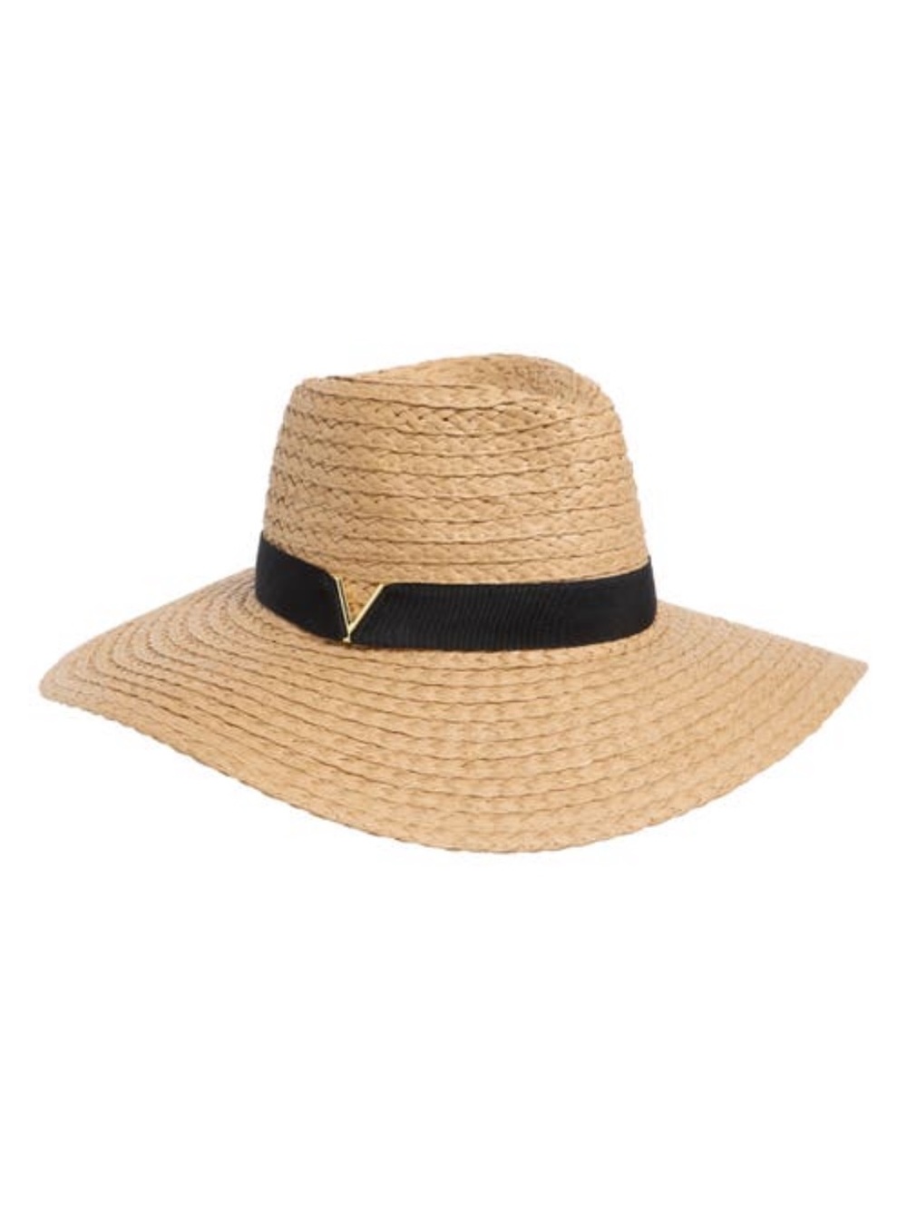 Vince Camuto Women’s Straw Panama Hat Wide Brim Black Ribbon